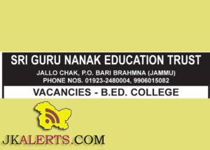 JOBS IN SRI GURU NANAK EDUCATION TRUST JAMMU