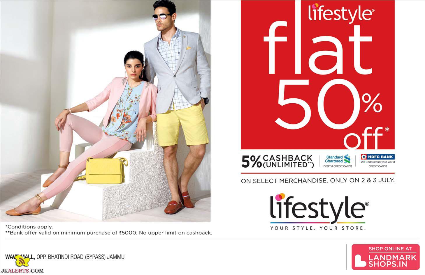 Flat 50% off in Lifestyle Jammu Wave mall