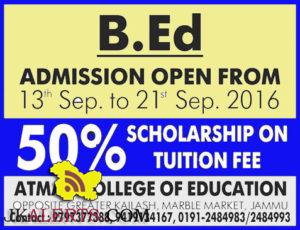 B.Ed ADMISSION OPEN ATMAN COLLEGE OF EDUCATION JAMMU WITH SCHOLARSHIP