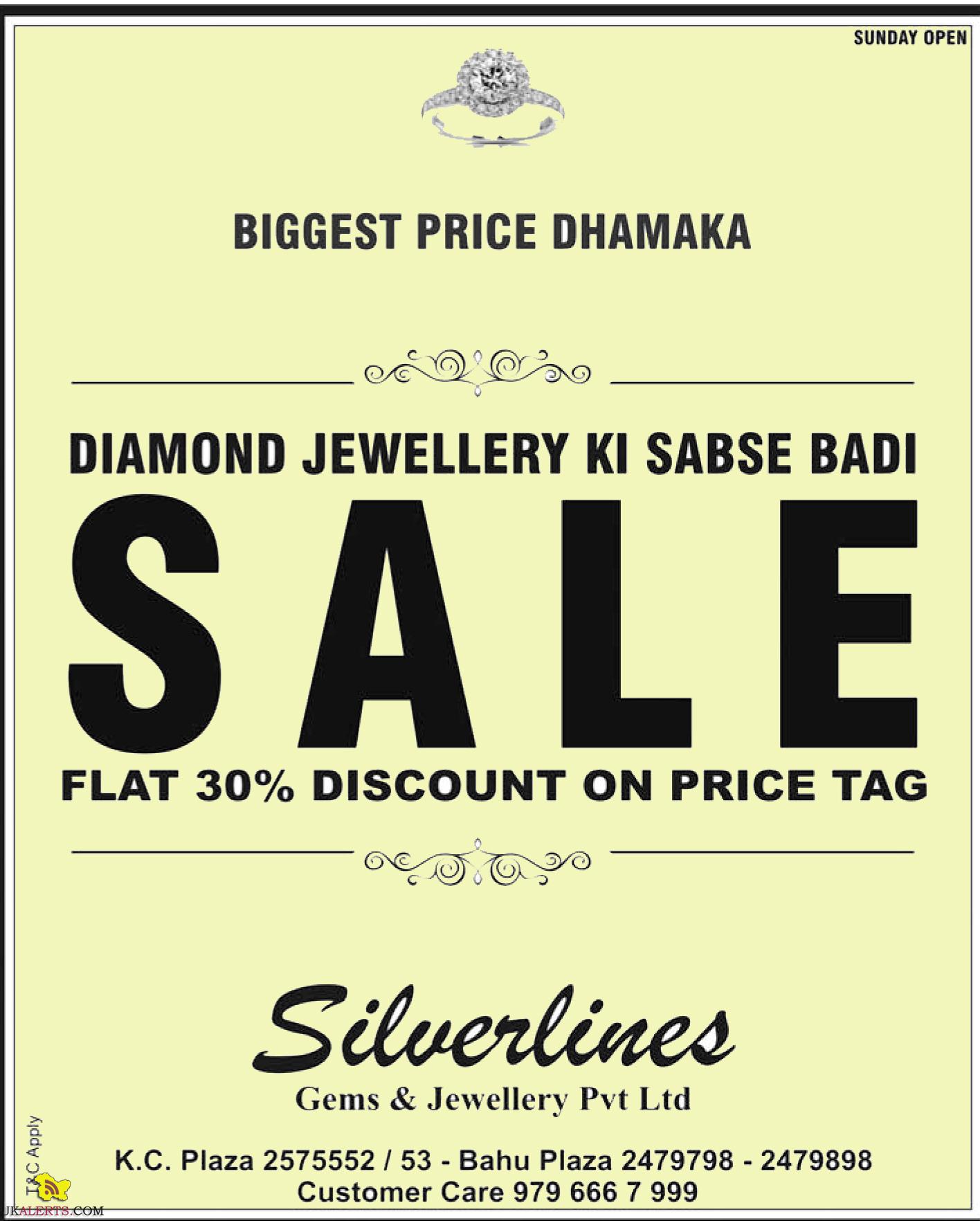 Silverlines Diamond Jewellery Sale Flat 30% off
