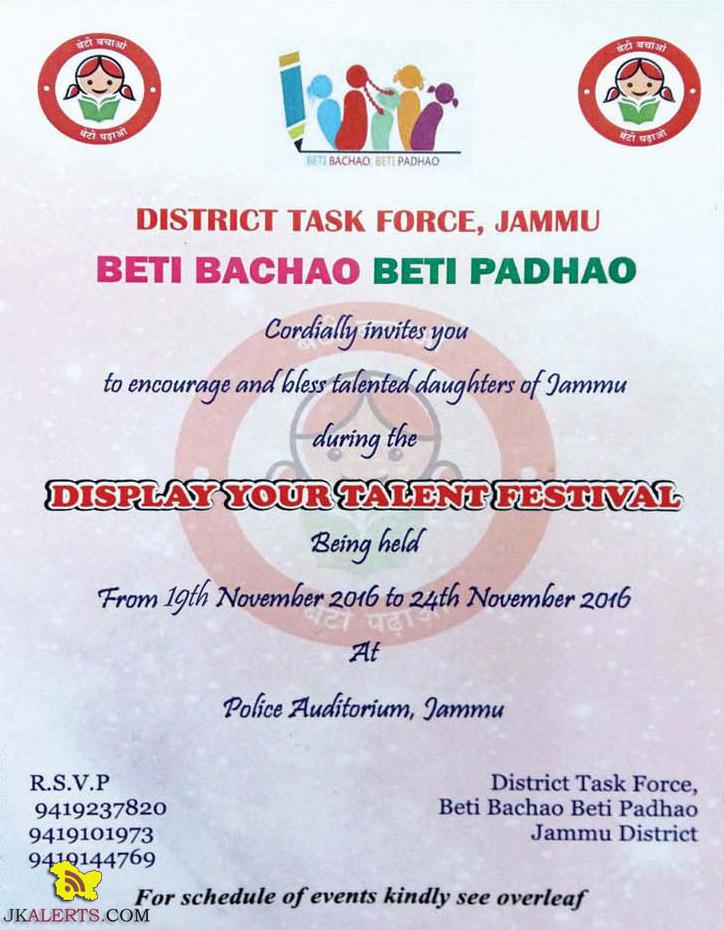 District Task Force Jammu BETI BACHAO BETI PADHAO Display Your Talent Festival