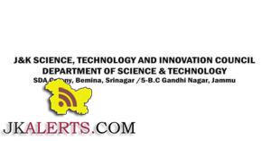 J&K SCIENCE, TECHNOLOGY AND INNOVATION COUNCIL DEPARTMENT OF SCIENCE & TECHNOLOGY JOBS