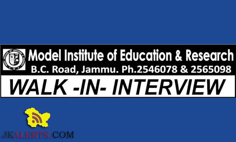 Model Institute of Education & Research MIER Jammu Jobs