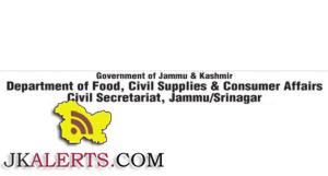Jobs in J&K ,Department of Food Civil Supplies and Consumer Affairs