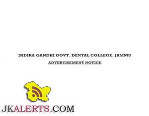 INDIRA GANDHI GOVT. DENTAL COLLEGE, JAMMU JOBS