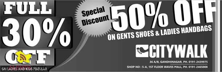 Special Discount on Gents and Ladies Shoes and Handbags City Walk