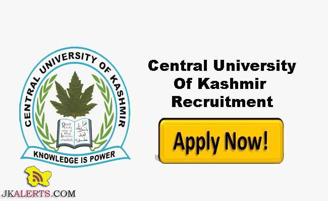 115 Posts, Central University of Kashmir Jobs Recruitment 2022