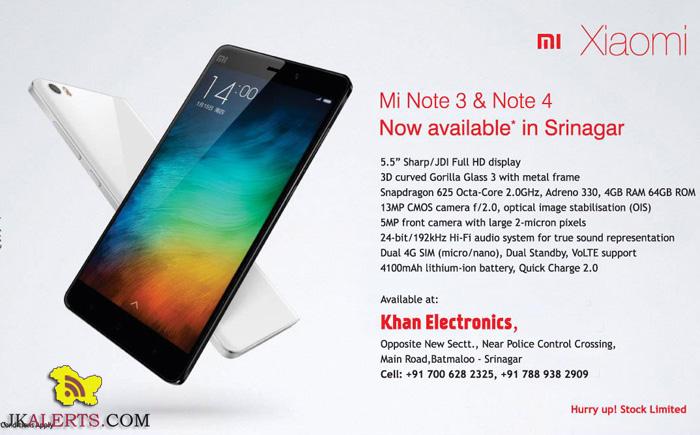 Xiaomi Mi Note 3 & Note 4 Now available in Srinagar