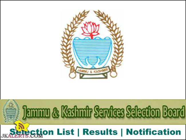JKSSB 8575 Posts Final Selection List/Allocation of Cadres of Some Categories