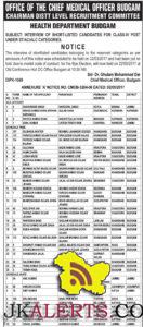 Health Department Interview of Class IV post under Category