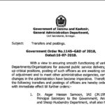 JK Govt orders major administrative reshuffle. 59 officers transfered