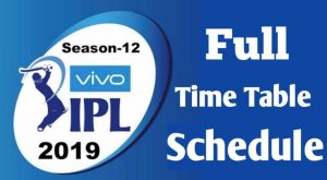 IPL Schedule 2019 Season-12 Full Fixtures, Date, Time, Venue, Teams,Date Sheet, Matches, Results
