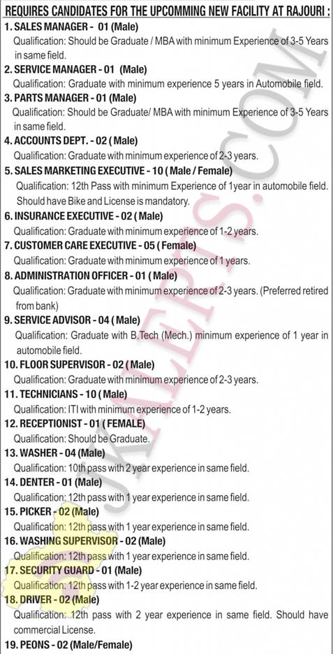 AM Hyundai Jobs Recruitment 2019 Various posts.
