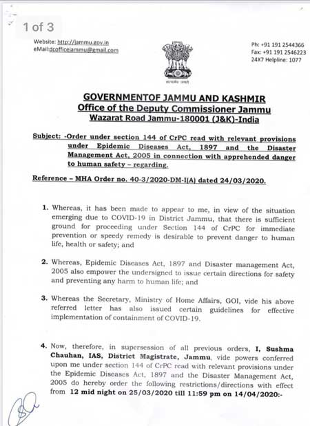 Important announcement from DM Jammu: More stringent restrictions in Jammu.