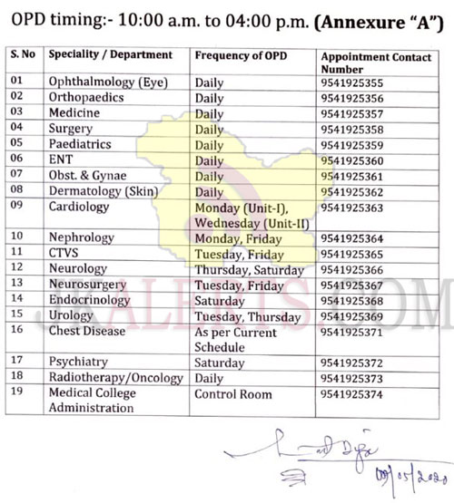 GMC Jammu ,other associated hospitals, OPD's,Starts ,May 12.