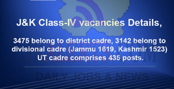 J&K Class-IV ,vacancies details, breakup Division, District, UT cadre wise.