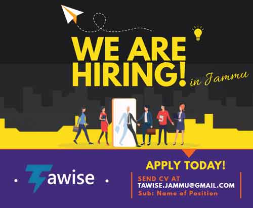 TAWISE Jammu jobs, TAWISE Recruitment 2020, IT Jobs Jammu.