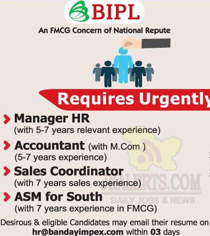 BIPL Company in Srinagar Kashmir Jobs.