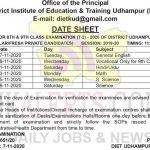 DIET Udhampur Class 8th, 9th Date sheet.