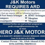 Hero J&K Motors Srinagar Jobs Recruitment 2021.