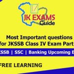 Most important questions for JKSSB Class IV Exams part IV.