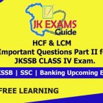 HCF & LCM Important Questions Part II for JKSSB Class IVth Exam.