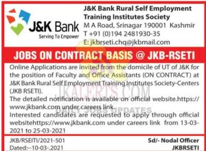 JK BANK Jobs Recruitment 2021.