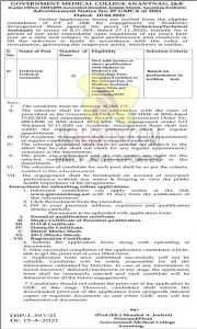 GMC Anantnag Jobs Recruitment 2021