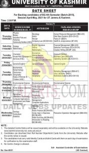 Kashmir University BG Date Sheet.