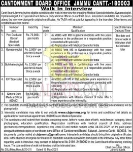 Cantt Board Jammu Jobs Recruitment 2021