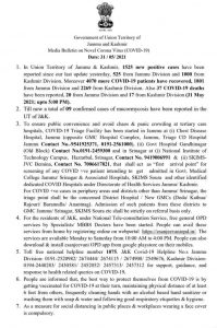 JK District wise COVID 19 update 31 may 2021.