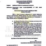 J&K Govt Orderd 50% Staff shall attend Offices.