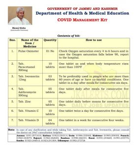 J&K Health and Medical Education COVID Management Kit.