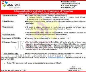 JKBANK Jobs Recruitment 2021 Complete notification