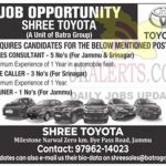 Shree Toyota Jammu Jobs.