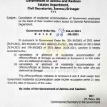 J&K Govt cancels residential accommodation of Darbar Move employees.
