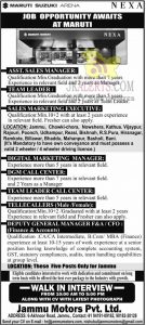 Jammu Motors Jobs Recruitment 2021.