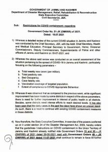 J&K Govt issues new guidelines on Covid 19.