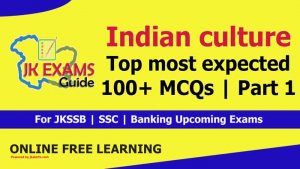 Indian culture | JKSSB most expected 100+ MCQs Part 1.