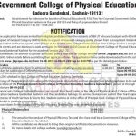 J&K Govt College of Physical Education B. P. Ed Admission