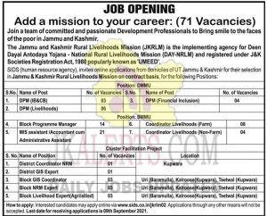 JKRLM Jobs Recruitment 2021 71 posts