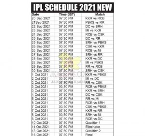 IPL Schedule 2021 new.