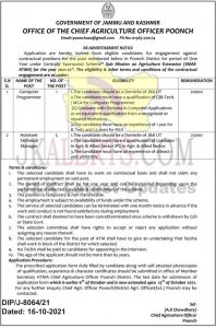 Agriculture department Poonch jobs