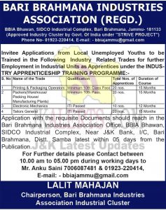 BBIA Training programme for unemployed youths.