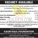 Gauri Kaul Foundation Srinagar Jobs.