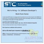STC Srinagar jobs recruitment 2021. | Sr. Software Developer posts.