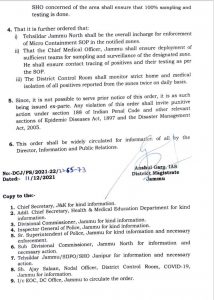 Declaration of Micro Containment zone in Jammu. 