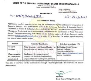 GDC Baramulla Jobs Recruitment 2021.