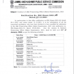 JKPSC Prosecuting Officer Main Exam 2021 Date sheet.
