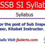 JKSSB Syllabus for Sub Inspector and Other Posts.
